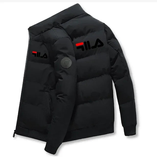 Men’s Short Winter Jacket – Thick Warm Windproof Coat with Zipper & Printed Design, Casual Outdoor Outerwear, Sizes M–5XL