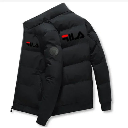 Men’s Short Winter Jacket – Thick Warm Windproof Coat with Zipper & Printed Design, Casual Outdoor Outerwear, Sizes M–5XL