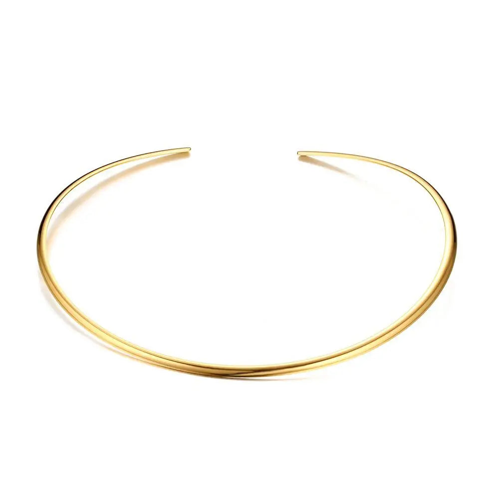 Stainless Steel Choker Collar Necklace for Women – Minimalist Open Neck Cuff Torque Jewelry for Valentine’s Day & Mom Gifts