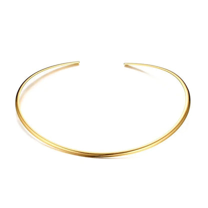 Stainless Steel Choker Collar Necklace for Women – Minimalist Open Neck Cuff Torque Jewelry for Valentine’s Day & Mom Gifts