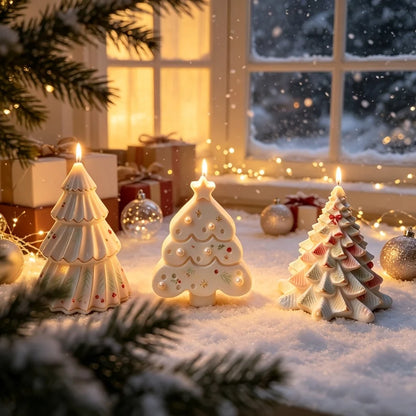 3PCS Christmas Candle Mold Set – Christmas Tree, Candle & Ornament Shapes for DIY Epoxy Plaster Candle Making and Craft Projects