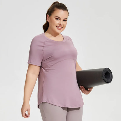 Plus Size Women's Sports T-Shirt – Short-Sleeve Breathable Fitness & Yoga Top for Gym, Running, Training & Everyday Activewear