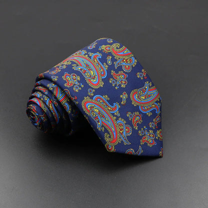 Men's 7.5cm Soft Silk Necktie – Floral & Dot Pattern Tie for Weddings, Business, Parties & Formal Wear