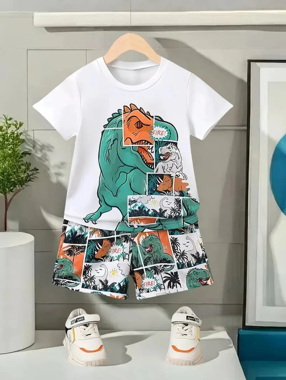 Camiseta de dinosaurios 3D para niños, de manga corta, casual, para verano, para niños y niñas