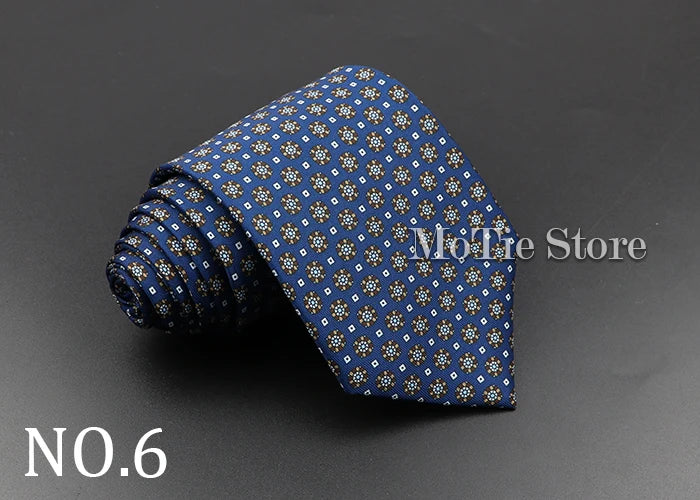 Men's 7.5cm Soft Silk Necktie – Floral & Dot Pattern Tie for Weddings, Business, Parties & Formal Wear
