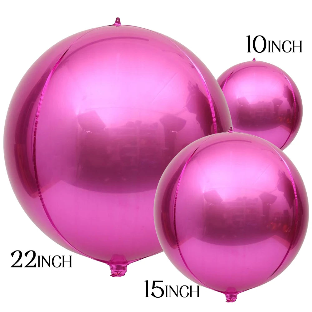 Globos metálicos redondos de aluminio 4D – Decoraciones para fiestas de cumpleaños, bodas y revelaciones de género en oro rosa y plata