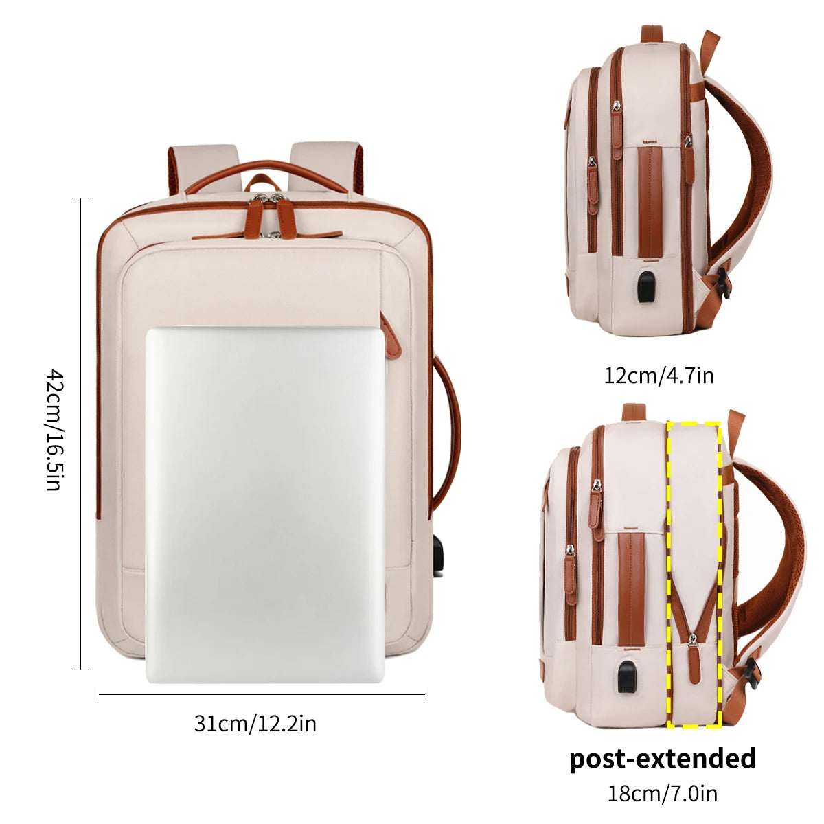 Unisex Lightweight Travel Backpack – Business Trip & Short-Distance Carry Bag with Laptop Storage, School Backpack & Multi-Purpose Organizer