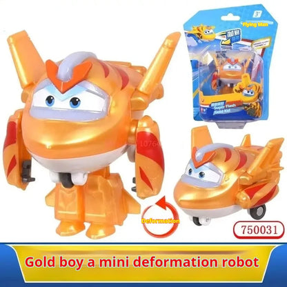 Super Wings Mini Transforming Plane Robot Toy – Anime-Style Deformation Action Figure, Transformable Aircraft Toy for Kids & Christmas Gifts
