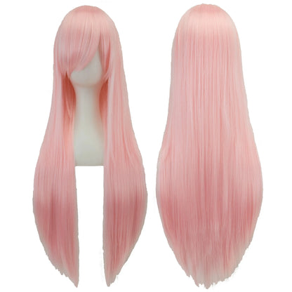 80cm Long Straight Multicolor Heat-Resistant Synthetic Cosplay Wig – Anime Halloween Party Costume Hairpiece