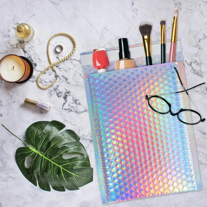 50Pcs Shipping Bags Metal Bubble Mailer Holographic Small Business Supplies Packaging Envelope Mailing Office School