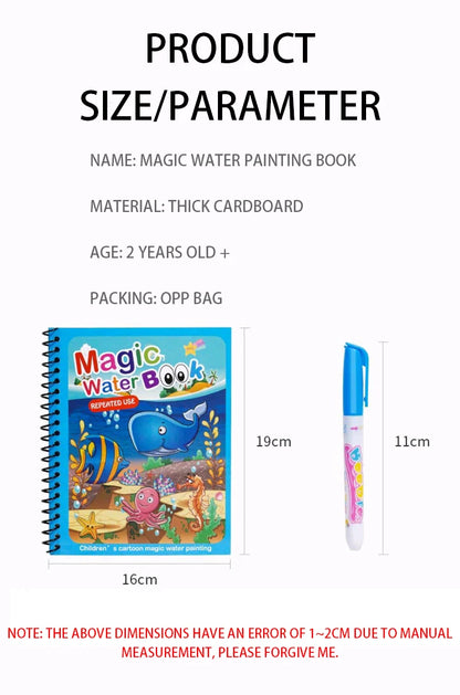 Magic Water Drawing Book – Reusable Montessori Coloring Book for Sensory Learning & Early Education