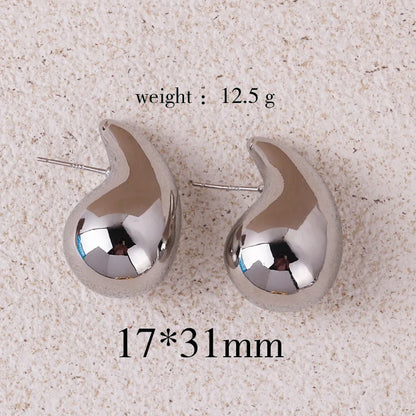 Pendientes de gota de agua gruesos en color dorado de moda 2024 – Pendientes colgantes de lágrima brillantes para mujer, accesorios de joyería de moda llamativos, pendientes de estilo personal y regalo