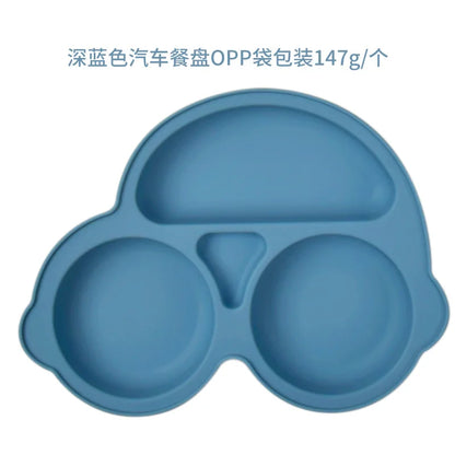Assiette à ventouse en silicone pour bébé – Assiette repas sourire pour tout-petits avec compartiments, vaisselle pour enfants sans BPA