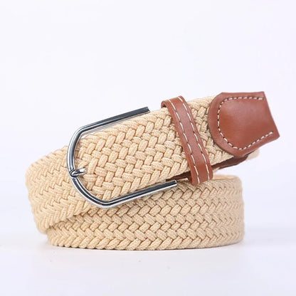 Ceinture élastique tressée unisexe en toile tissée, à boucle ardillon, pour jeans (107/120/130cm)