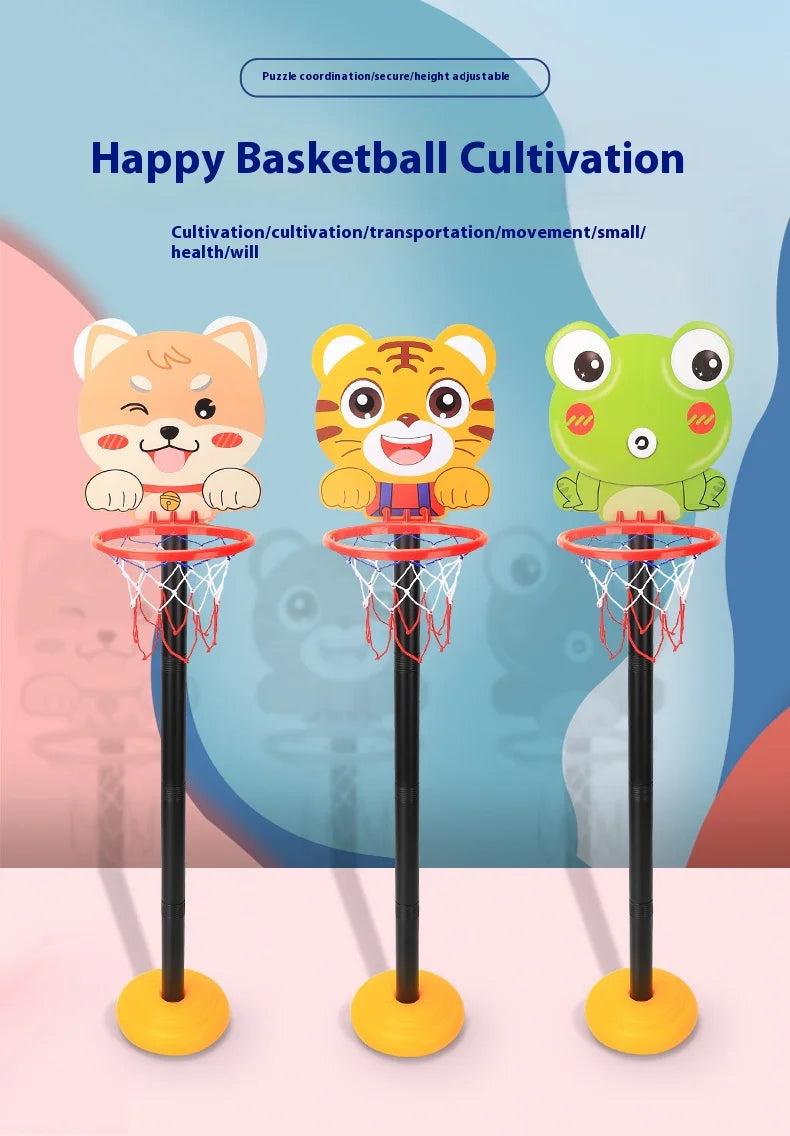 Children’s Version Vertical Adjustable Lifting Basketball Rack – Outdoor & Indoor Sports Cartoon Rebound Parent-Child Interactive Toy