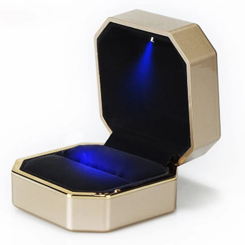 LED Velvet Jewelry Gift Box for Rings, Necklaces & Pendants – Luxury Lighted Proposal, Engagement & Wedding Display Case