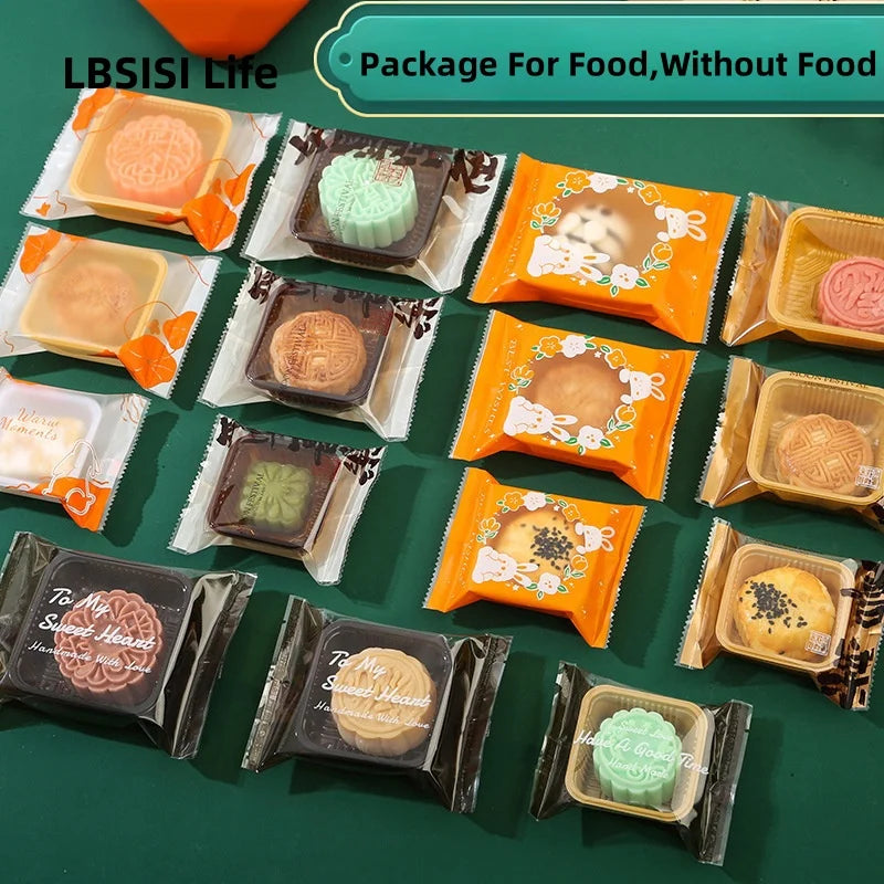 LBSISI Life 100 bolsas para galletas de luna – Bolsas de plástico transparentes para empaques de regalo caseros para festivales, galletas y crujientes de yema de huevo