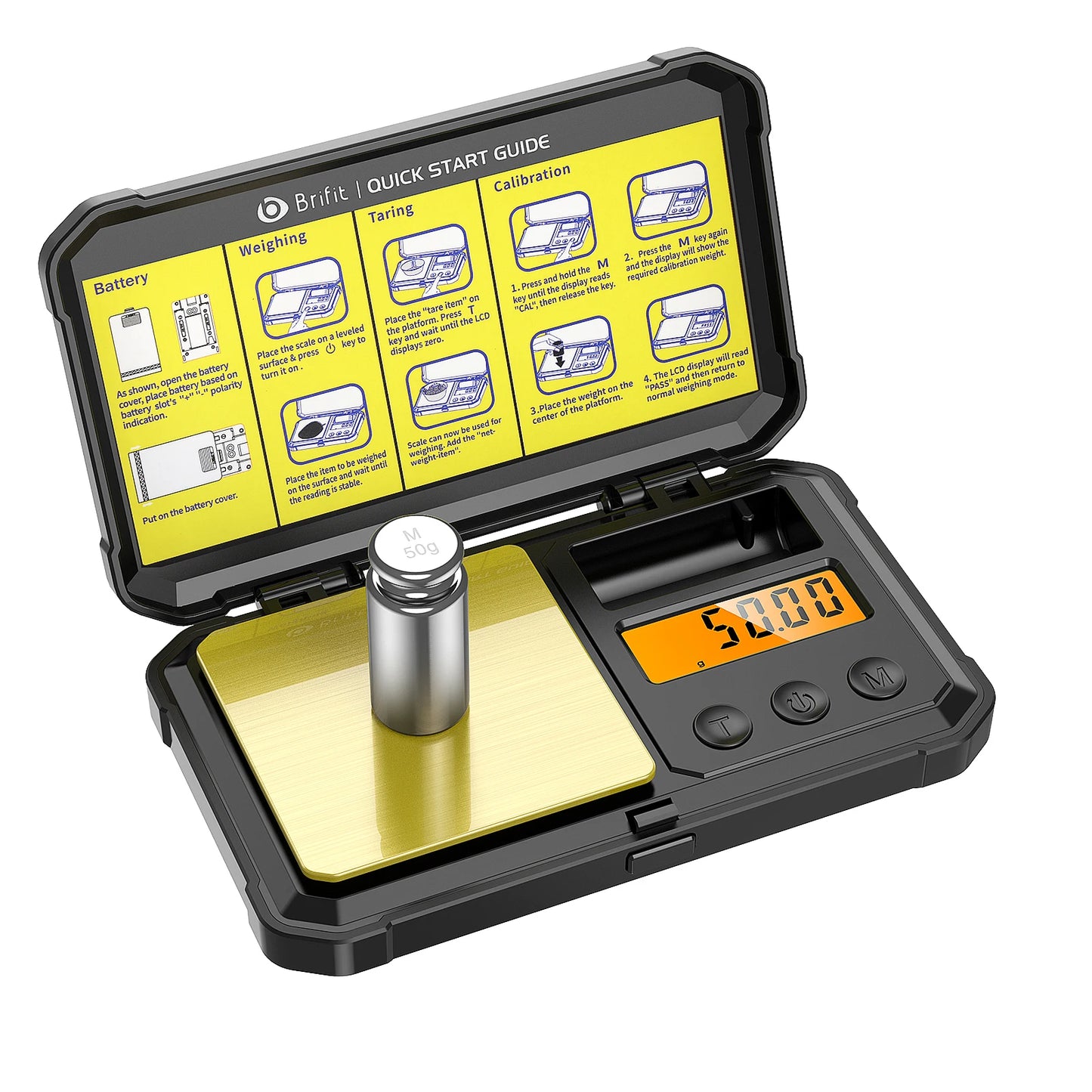 Balance de Bijoux Numérique 200g x 0.01g – Balance de Précision de Poche avec Poids d'Étalonnage de 50g