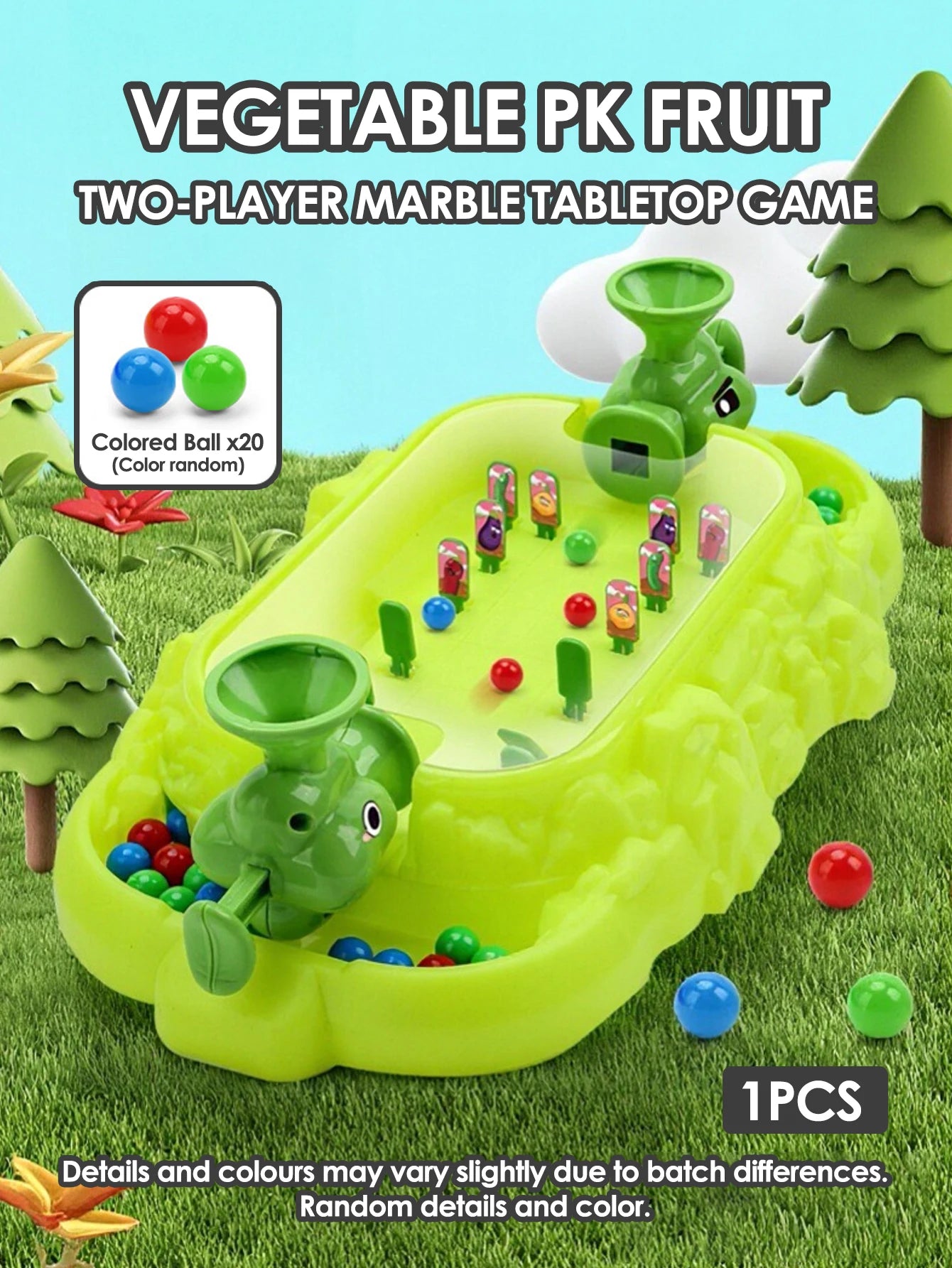 Kids Vegetable Pinball Machine Shooting Desktop Game – Two Player Parent-Child Interactive Battle Toy, Christmas Gift