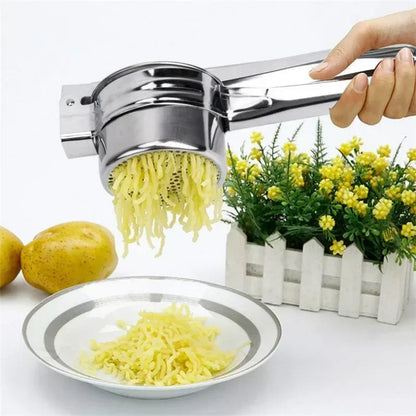 Stainless Steel Potato Masher & Ricer – Manual Food Press for Mashed Potatoes, Fruit & Vegetable Puree, Kitchen Squeezer Tool