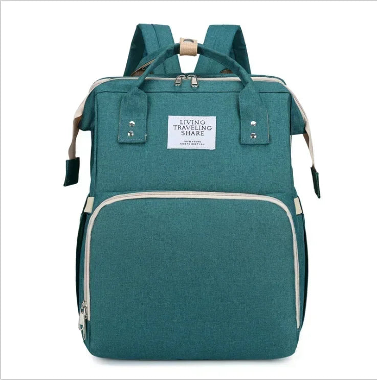Sac à langer de grande capacité pour bébés avec matelas à langer – Sac à langer de maternité imperméable pour mamans avec rangement pour biberons et lit de bébé