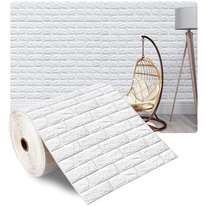 Papel tapiz de ladrillo de espuma 3D autoadhesivo – Paneles de pared impermeables despegables y pegables (70 × 1000 cm)