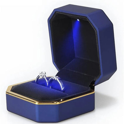 LED Velvet Jewelry Gift Box for Rings, Necklaces & Pendants – Luxury Lighted Proposal, Engagement & Wedding Display Case