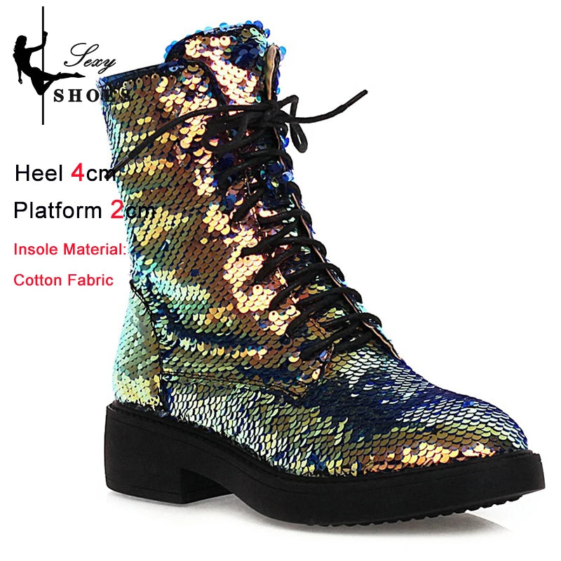 Women’s Plush Ankle Boots – Autumn & Winter Low Heel Round Toe Zipper Short Boots with Sequined Multi-Color Knit Design