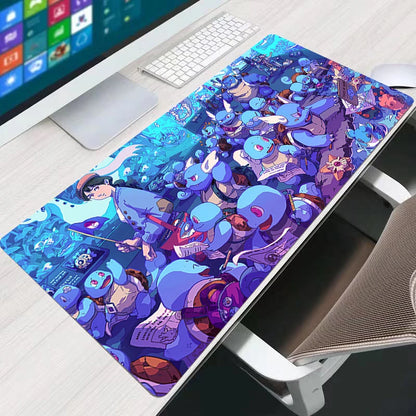 Tapis de souris gaming Bulbizarre | Tapis de souris étendu d'inspiration Pokémon pour clavier et bureau de gamer
