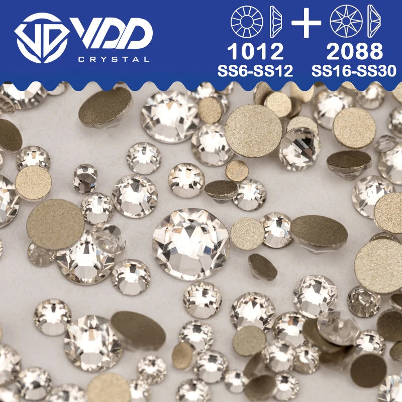 VDD Piedras Preciosas de Cristal Doradas de Fondo Plano – 2088 Cristales de Strass para Arte de Uñas, Manualidades y Decoraciones DIY