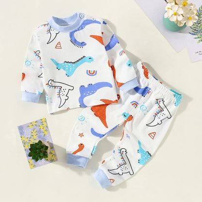 Little Maven Kids' Cotton Clothing Set – Boys & Girls Christmas T-Shirt Top & Pants Outfit for Autumn & Winter, 2-Piece Children's Clothes