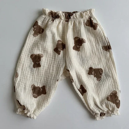 Pantalones de Bebé de Algodón Orgánico – Pantalones Suaves de Muselina Estampados para Recién Nacidos y Niños Pequeños, Parte de Abajo Informal y Adorable para Usar en Primavera, Verano, Otoño e Invierno