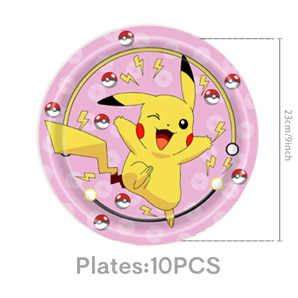 Pokémon Birthday Party Supplies Set – Paper Plates, Cups, Napkins, Tablecloth, Gift Bag Fillers & Guest Favors for Pikachu Party & Baby Shower