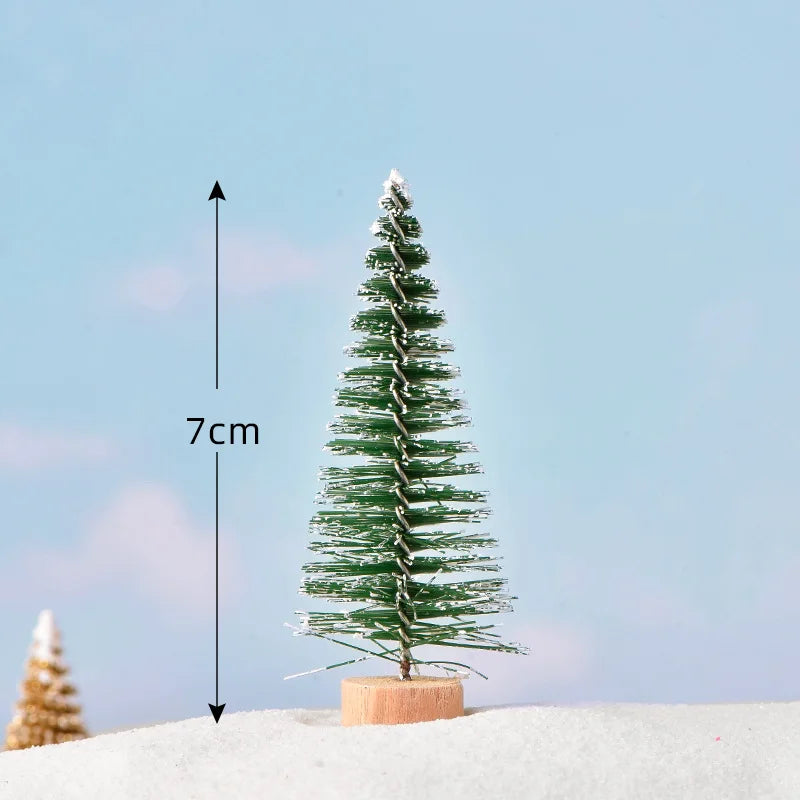6PCS Mini Christmas Trees – PVC Micro Landscape Xmas Tree Decorations in 7CM/9CM Sizes for Home, Navidad & Holiday Gifts