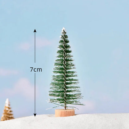 6PCS Mini Christmas Trees – PVC Micro Landscape Xmas Tree Decorations in 7CM/9CM Sizes for Home, Navidad & Holiday Gifts