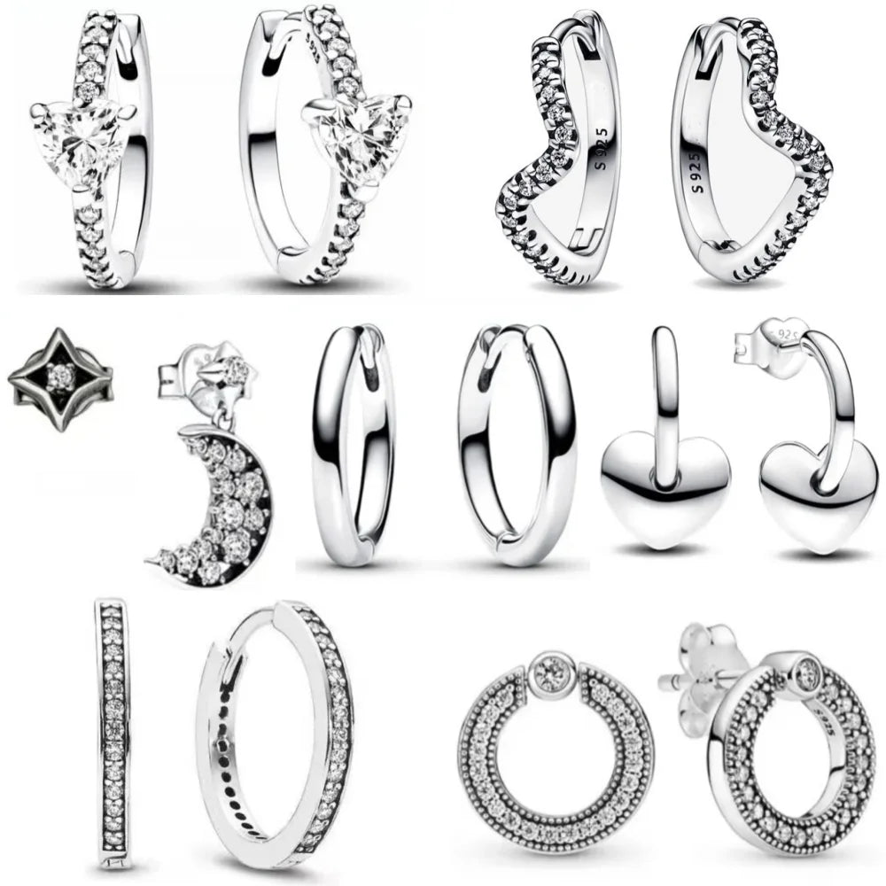 Juego de pendientes de tuerca de plata de ley 925 con hoja cuadrada, sol y luna para mujer, exquisito regalo de joyería europea