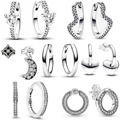 Juego de pendientes de tuerca de plata de ley 925 con hoja cuadrada, sol y luna para mujer, exquisito regalo de joyería europea