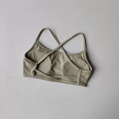 Women’s Cross Back Sports Bra – Shockproof Gathered Gym & Running Yoga Vest for Summer Fitness