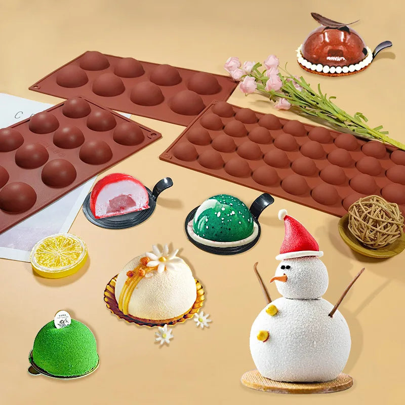 Semi-Sphere Silicone Chocolate Mold – Half-Ball Dome Cake Baking Tray for Chocolate, Pudding, Candy & Jelly, Reusable DIY Kitchen Baking Tool