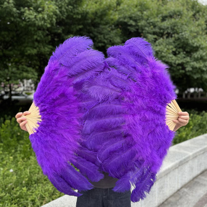 Abanico Grande de Plumas de Avestruz Blancas – Elegante Abanico para Baile y Actuaciones Escénicas (100 cm / 130 cm)
