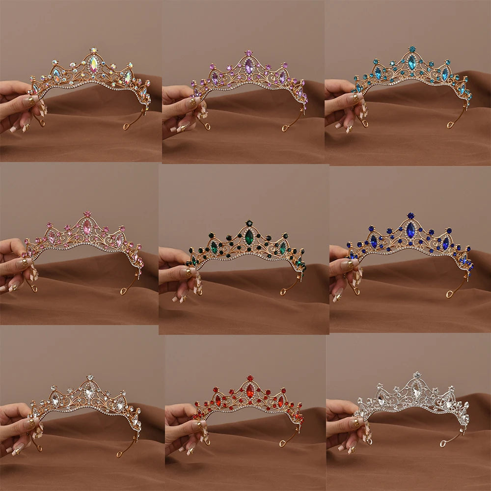 Vintage Baroque Crystal Queen Crown Tiara for Women – Rhinestone Bridal Wedding & Prom Hair Accessory
