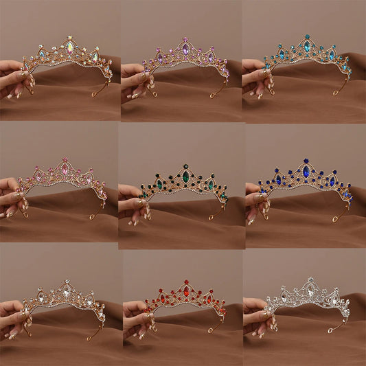 Corona Diadema de Reina de Cristal Barroco Vintage para Mujer – Accesorio de Pelo de Diamantes de Imitación para Novia, Boda y Fiesta de Graduación