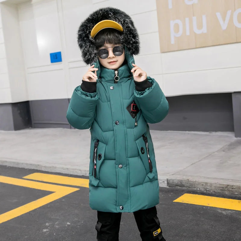 2026 Kids Winter Jacket, Thick Cotton-Padded Hooded Coat for Toddler Boys and Teens, Warm Down-Style Parka for Children