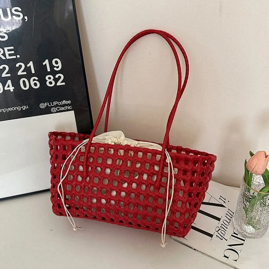 Bolso Cesta de Paja Tejido a Mano para Mujer – Bolso de Hombro de Ratán, Bolso de Playa de Verano para Mujer, Cartera de Viaje de Diseño para Compras, Vacaciones y Salidas Casuales