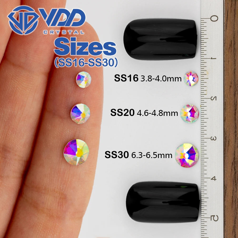 VDD 2088 Crystal Flower Nail Rhinestones – Non-Hotfix 8 Big & 8 Small Flatback Gems for Nail Art & DIY Decorations