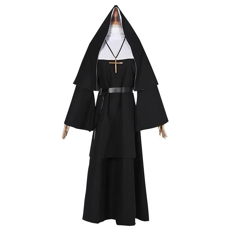 Women’s Medieval Nun Costume – Maria Renaissance Vintage Nun Robe Cosplay Outfit Set for Halloween, Carnival, Party & Stage Performance