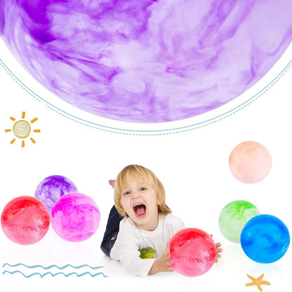 2/4PCS Bouncing Ball with Pump – 8.7 inch Marbleized Rubber Inflatable Bouncy Kick Ball, Summer Outdoor Game Toy for Kids