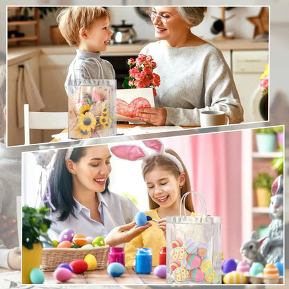 Bolsas de regalo de PVC transparente con asa – Bolsas de regalo de plástico reutilizables transparentes para cosméticos, empaques minoristas, recuerdos de fiesta y compras