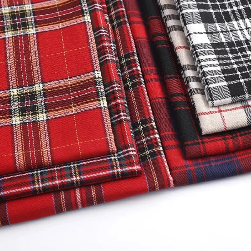 Scottish Style Plaid Fabric – Soft Breathable Cloth for Christmas Skirts, Uniforms, Dresses, DIY Sewing & Background Decor