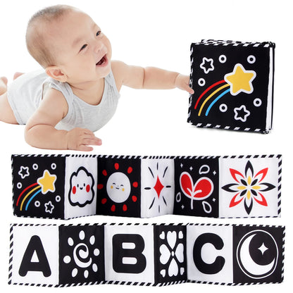 Black & White Sensory Cloth Book for Babies 0–12 Months Montessori Soft Crinkle Toy